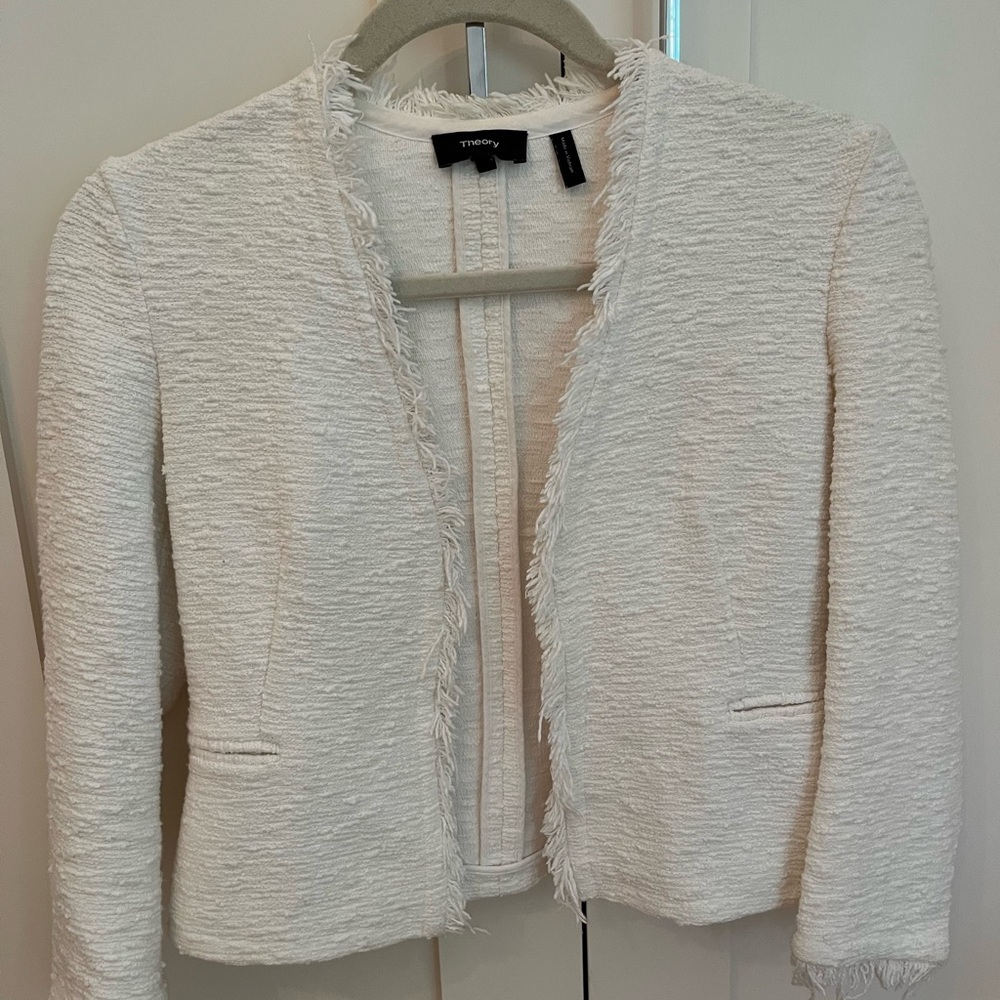 Theory Tweed White Blazer